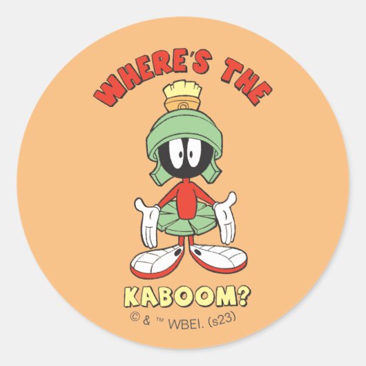 MARVIN THE MARTIAN™ Wo ist der Kaboom? Runder Aufkleber (Vorderseite)