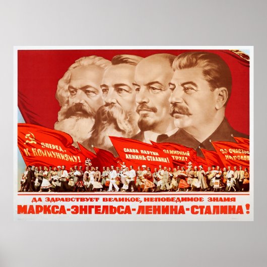 Marx, Engels, Lenin und Stalin, 1953 Propaganda Poster (Vorne)