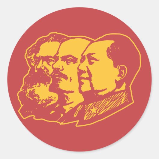 Marx Lenin Mao Portrait Runder Aufkleber (Vorderseite)