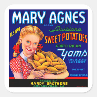 Mary Agnes Louisiana Yams Quadratischer Aufkleber