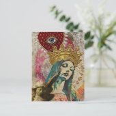 Mary and Angel Mixed Media Collage Postkarte (Stehend Vorderseite)