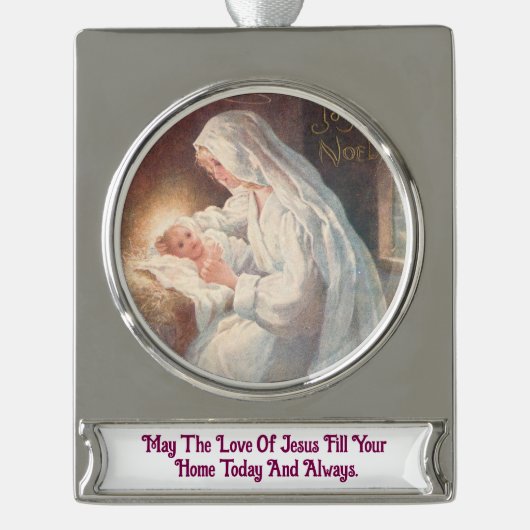 Mary And Baby Jesus Banner Ornament (Vorderseite)
