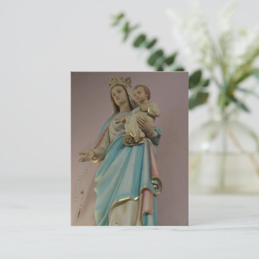 Mary and Baby Jesus katholische Kirchenstatue Postkarte (Stehend Vorderseite)