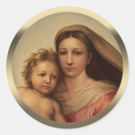 Mary and Jesus child Sistine Madonna Prang CC0970 Runder Aufkleber