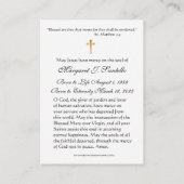 Mary and Jesus Floral Funeral Memorial Holy Card - Visitenkarte (Rückseite)