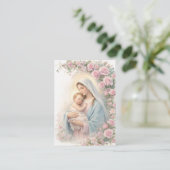Mary and Jesus Floral Funeral Memorial Holy Card - Visitenkarte (Stehend Vorderseite)