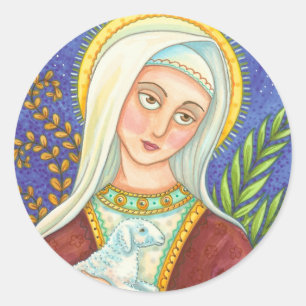 Mary and Lamb CLASSIC ROUND STICKER Sheet