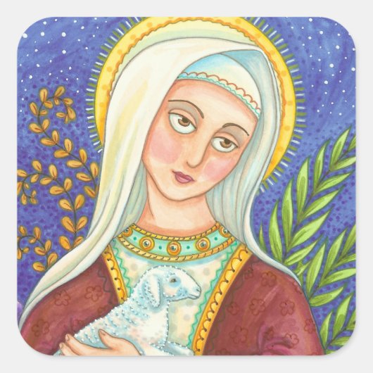 Mary and Lamb CLASSIC SQUARE STICKERS Sheet (Vorderseite)