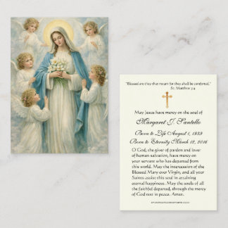 Mary Angels Catholic Funeral Memorial Holy Card - Visitenkarte