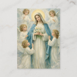 Mary Angels Catholic Funeral Memorial Holy Card - Visitenkarte