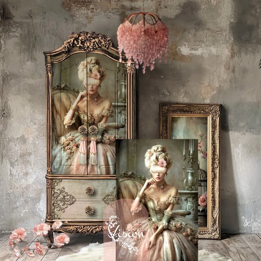 Mary Antoinette Delectable, Portrait & Floral Seidenpapier