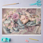 Mary Antoinette Head Portrait bird und florale Kun Seidenpapier (Basteln)