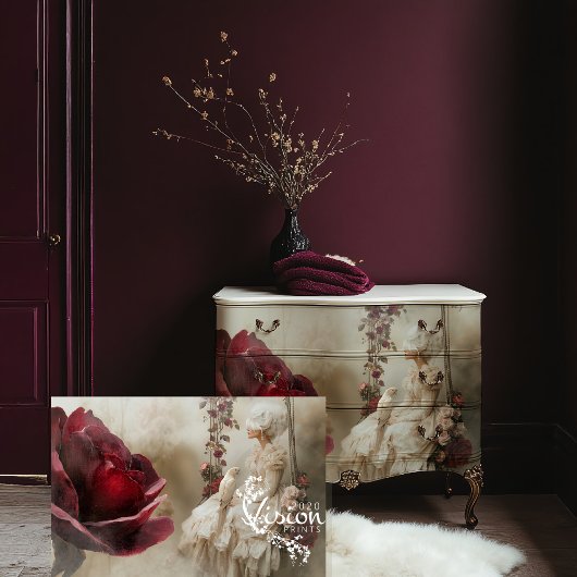 Mary Antoinette Romance Portrait Bird & Floral Seidenpapier