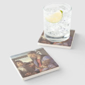 Mary Baby Jesus and Angel Vintage Christmas Steinuntersetzer (Seitenansicht)