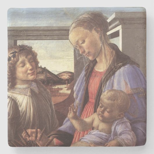 Mary Baby Jesus and Angel Vintage Christmas Steinuntersetzer (Vorderseite)