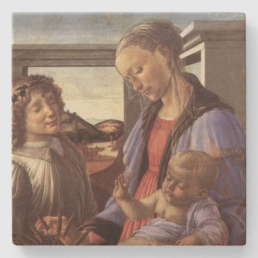 Mary Baby Jesus and Angel Vintage Christmas Steinuntersetzer (Vorderseite)