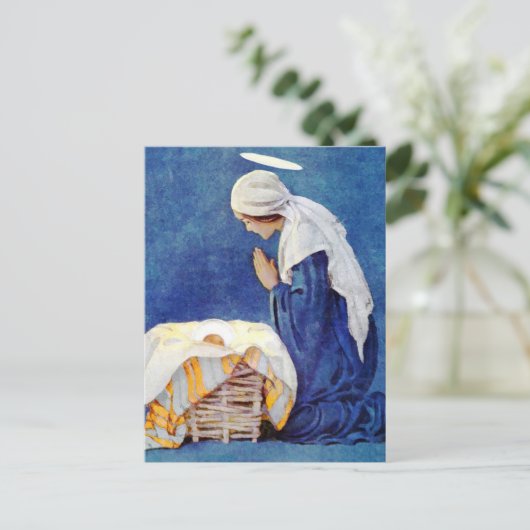 Mary Beten und Baby Jesus Postkarte (Stehend Vorderseite)
