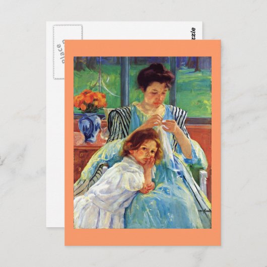 Mary Cassatt art: Junge Mutter, Cassattalbild Postkarte (Vorne/Hinten)