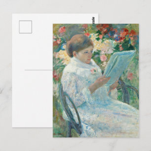 Mary Cassatt Auf einem Balkon Frau Lesend Garten K Postkarte