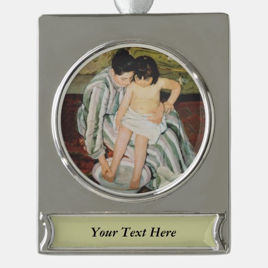 Mary Cassatt Child's Bath Painting Banner-Ornament Silber (Vorderseite)