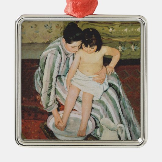 Mary Cassatt Child's Bath Painting Ornament Aus Metall (Vorne)