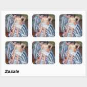 Mary Cassatt - Das Kinderbad / das Bad Quadratischer Aufkleber (Blatt)