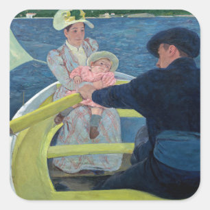 Mary Cassatt - Die Bootsfahrt Quadratischer Aufkleber