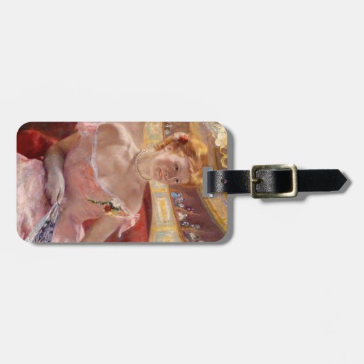 Mary Cassatt - Eine Frau mit Perlenschnur in einer Gepäckanhänger (Vorderseite horizontal)