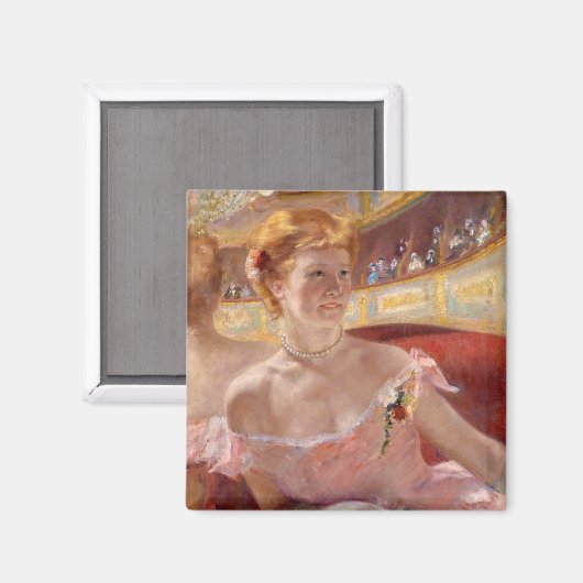 Mary Cassatt - Eine Frau mit Perlenschnur in einer Magnet (Vorderseite/Rückseite)