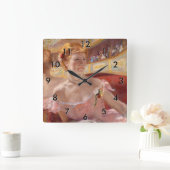 Mary Cassatt - Eine Frau mit Perlenschnur in einer Quadratische Wanduhr (Zuhause)