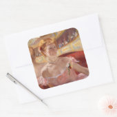 Mary Cassatt - Eine Frau mit Perlenschnur in einer Quadratischer Aufkleber (Umschlag)