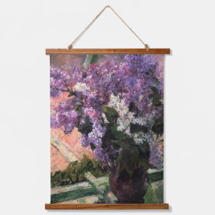 Mary Cassatt - Flieder in einem Fenster Wandteppich Mit Holzrahmen