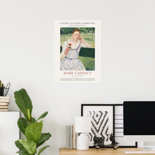 Mary Cassatt Frau mit einer roten Zinnia Art Print Poster (Heimbüro)