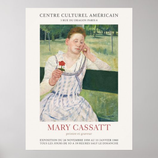 Mary Cassatt Frau mit einer roten Zinnia Art Print Poster (Vorne)