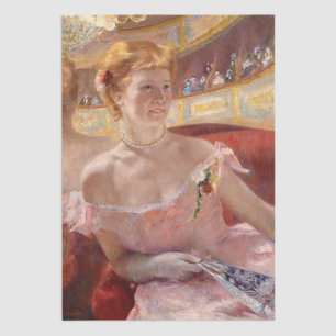 Mary Cassatt - Frau mit Perlenkette in einer Loge Seidenpapier