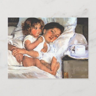 Mary Cassatt - Frühstück in Bed Postkarte