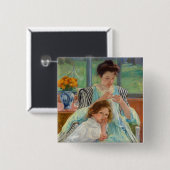 Mary Cassatt - Junge Mutter beim Nähen Button (Vorne & Hinten)
