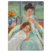 Mary Cassatt - Junge Mutter beim Nähen Klemmbrett (Rückseite)