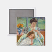 Mary Cassatt - Junge Mutter beim Nähen Magnet (Vorderseite/Rückseite)