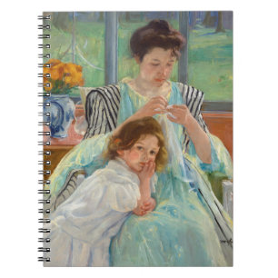 Mary Cassatt - Junge Mutter beim Nähen Notizblock