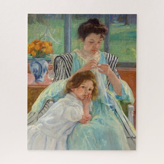 Mary Cassatt - Junge Mutter beim Nähen Puzzle (Vertikal)
