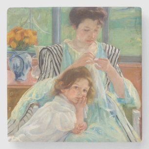 Mary Cassatt - Junge Mutter beim Nähen Steinuntersetzer