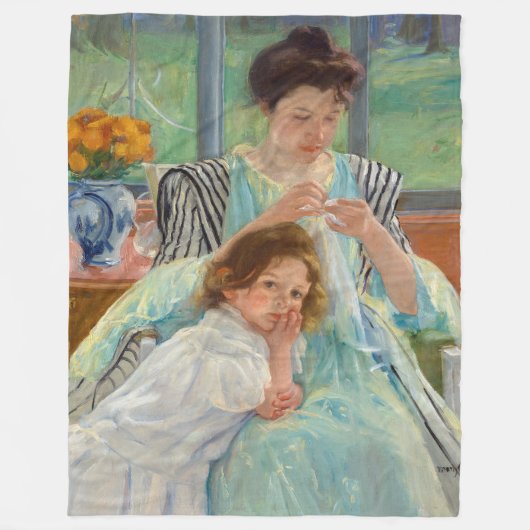Mary Cassatt - Jungmütternähen Fleecedecke (Vorderseite)
