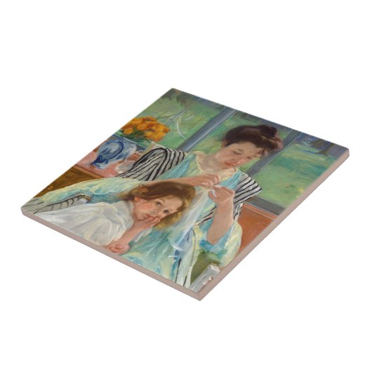 Mary Cassatt - Jungmütternähen Fliese (Seite)