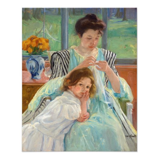Mary Cassatt - Jungmütternähen Fotodruck (Vorne)