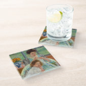 Mary Cassatt - Jungmütternähen Glasuntersetzer (Schrägansicht)