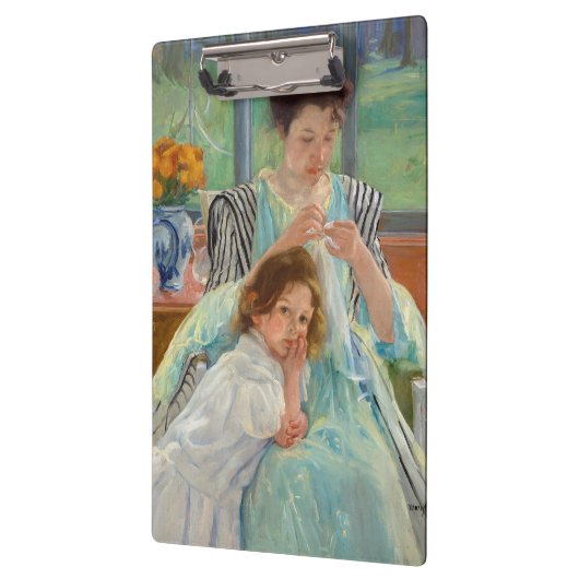 Mary Cassatt - Jungmütternähen Klemmbrett (Links)
