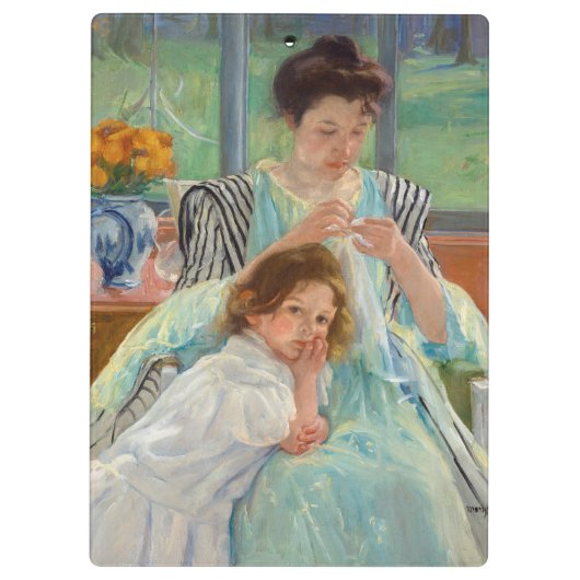 Mary Cassatt - Jungmütternähen Klemmbrett (Rückseite)