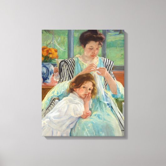 Mary Cassatt - Jungmütternähen Leinwanddruck (Vorderseite)