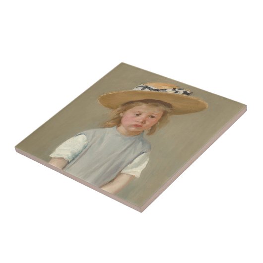 Mary Cassatt - Kind in einem Strohhut Fliese (Seite)